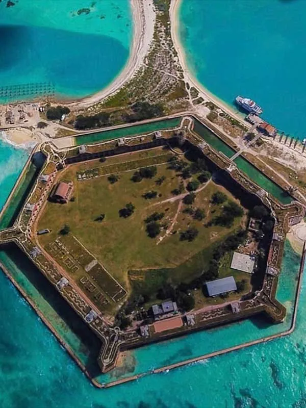 Looking down at Fort Jefferson at Dry Tortugas National Park
