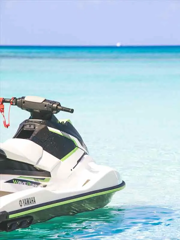A Key West Jet Ski Rental ski sits in the water