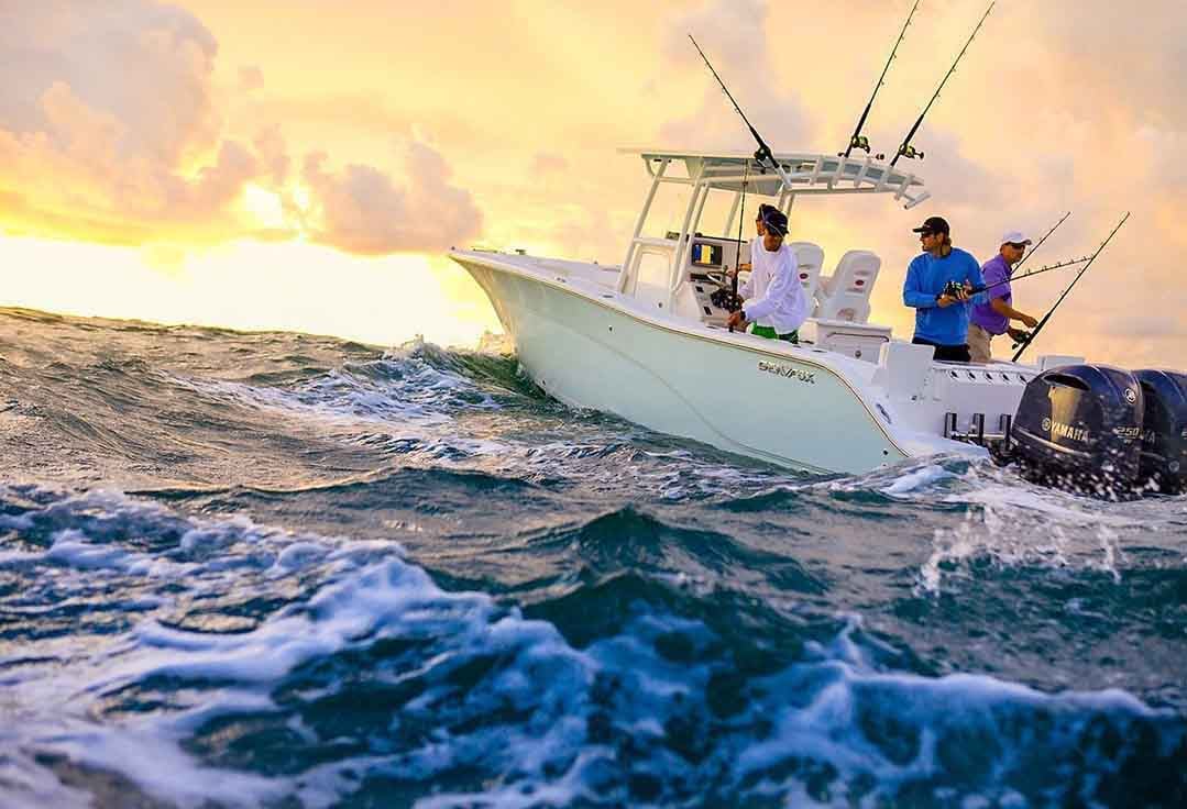 A boat cruises during Key West Fishing Charters Trip