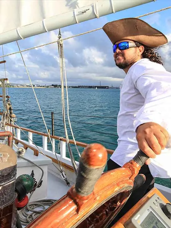 One of our captains sails a beautiful schooner with Key West Sailing