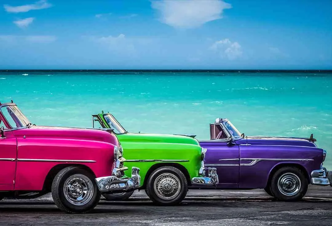 A cuban hot rod cruises during a Key West Deep Sea Fishing trip