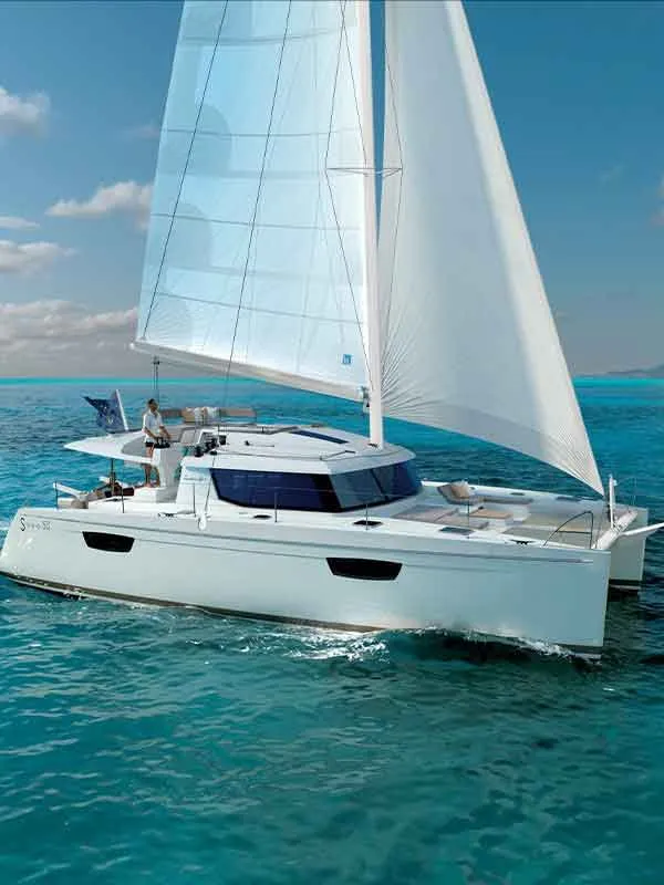 A catamaran sails with Key West Private Charter Boats